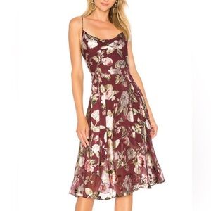 Alice + Olivia Silk Blend Floral Midi Heather Dress